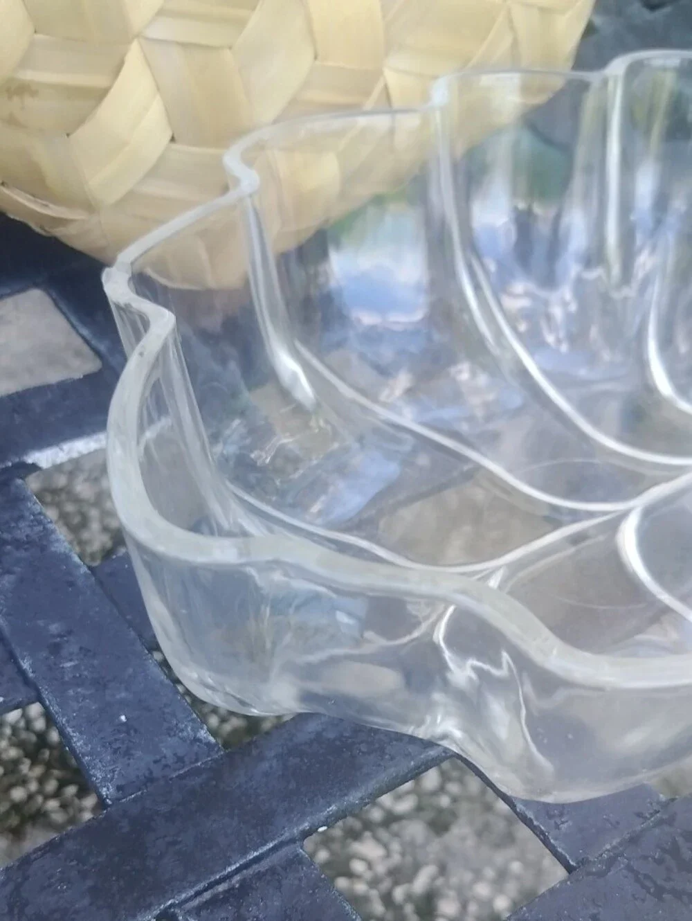 Vintage Clear Glass Large Leaf Serving Bowl Statement Piece